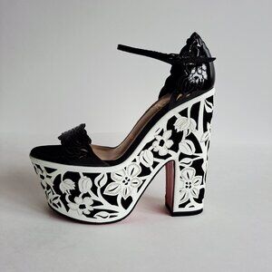 Christian Louboutin Houghton May Black and White Platform Sandals Shoes Size 37